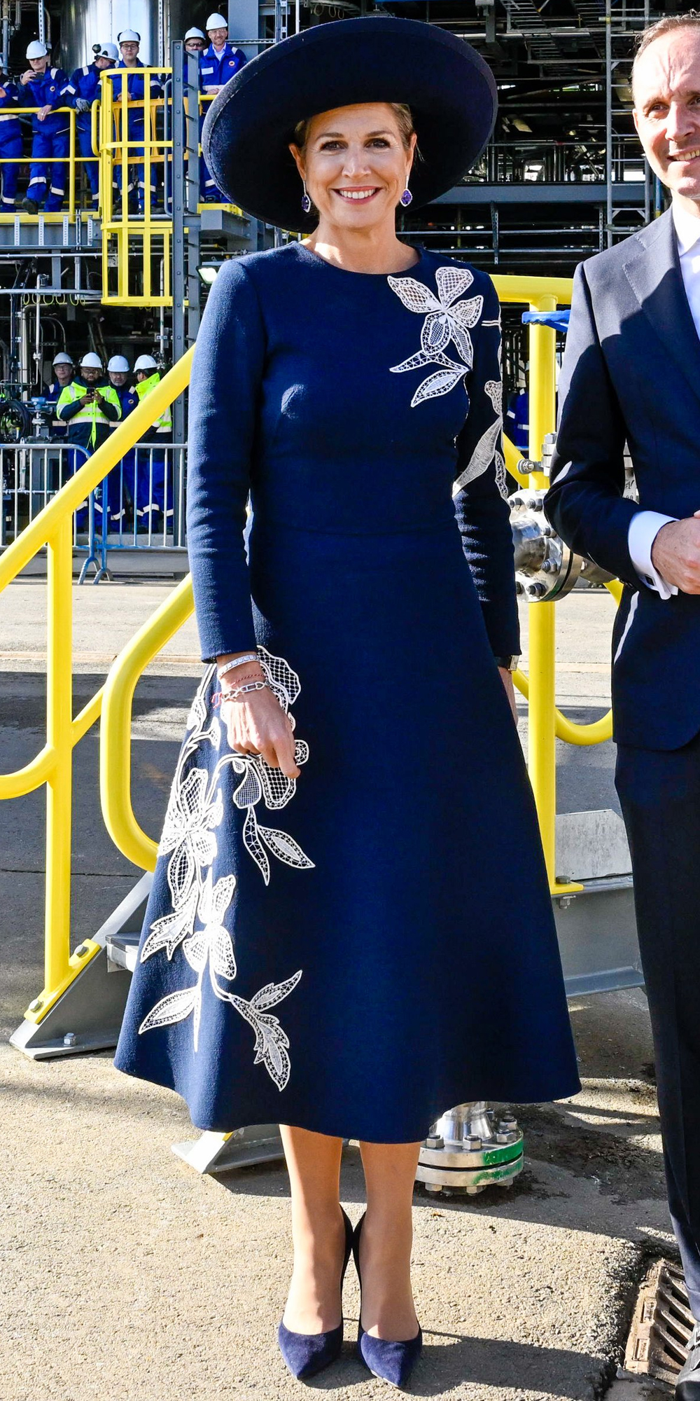 Queen Maxima in blue dress by Oscar de la Renta