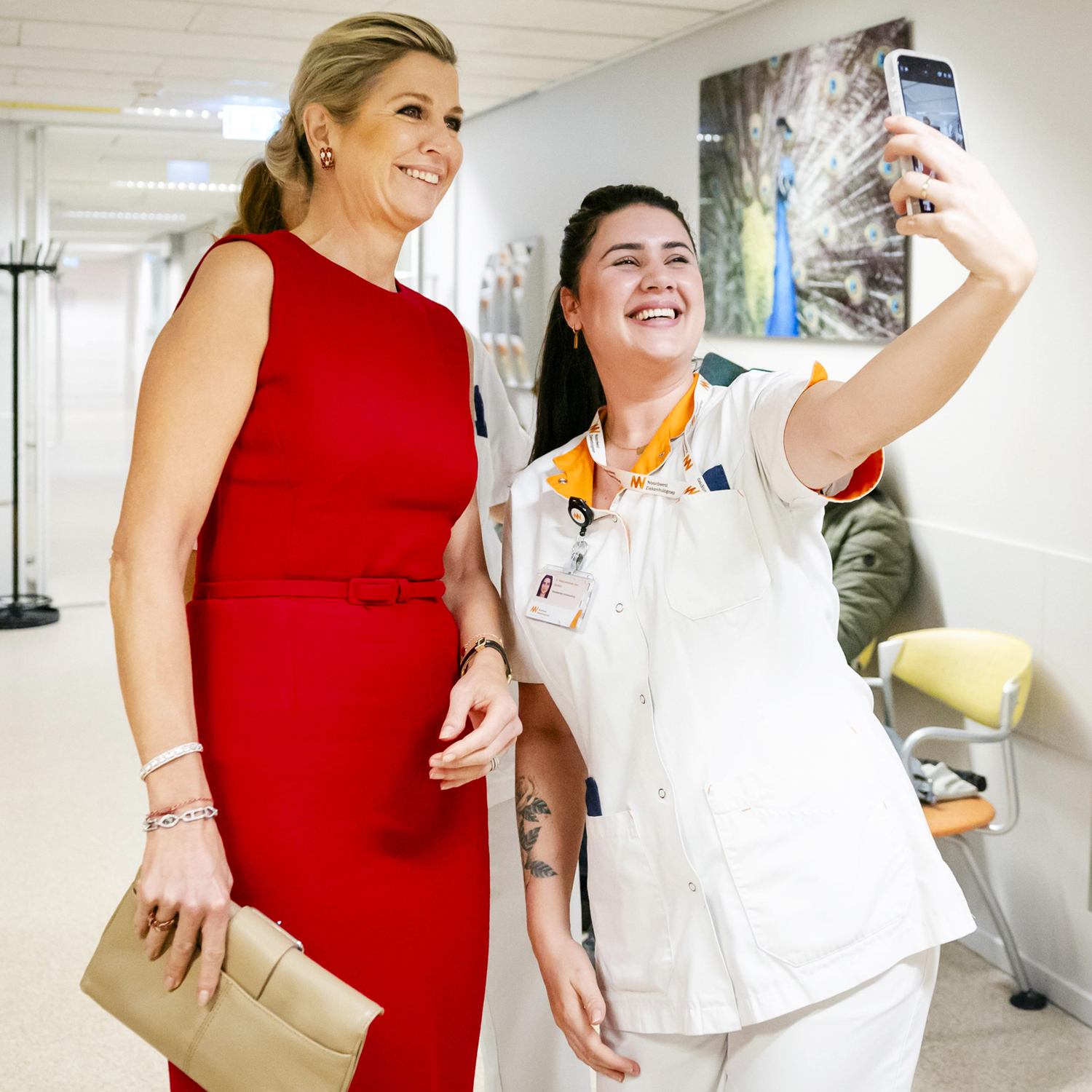 Queen Maxima in red coat and dress