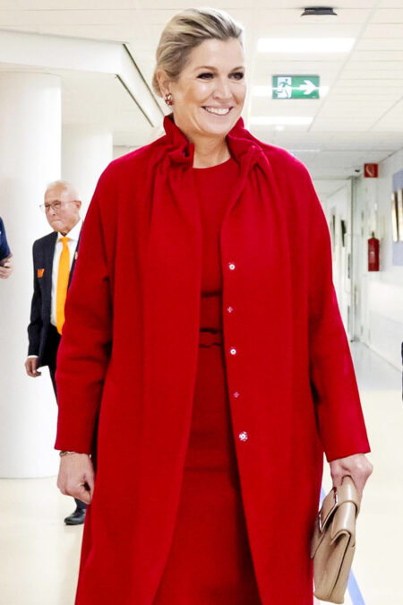 Queen Maxima in red coat and dress