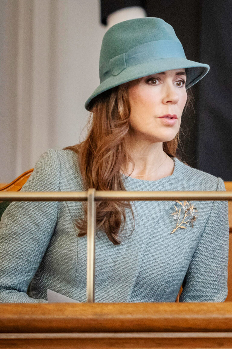 Queen Mary’s Style at Danish Parliament Opening: Aqua Coat by Claes Iversen and, Gianvito Rossi Shoes Queen Mary's Style at Danish Parliament Opening