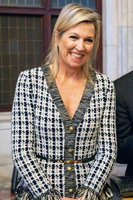 Queen Maxima in Black and White Dress
