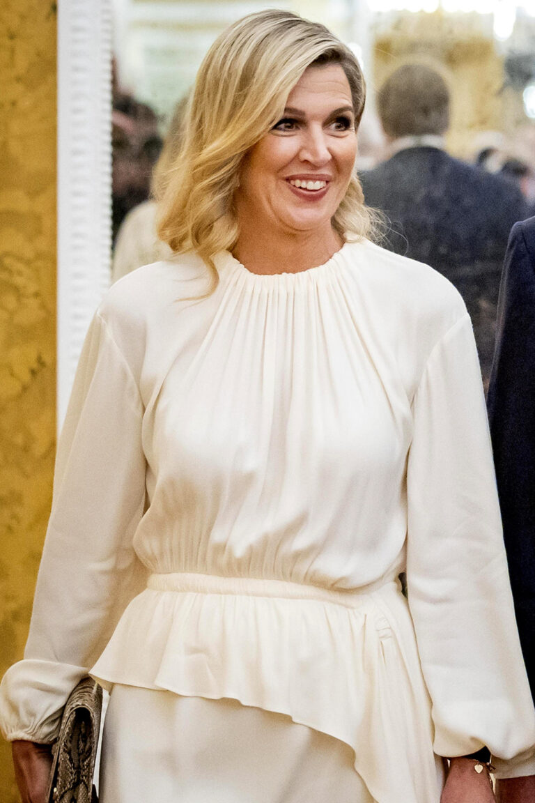 Queen Maxima Debuts White Dress by Ulla Johnson at Noordeinde Palace Queen Maxima in white dress by Ulla Johnson