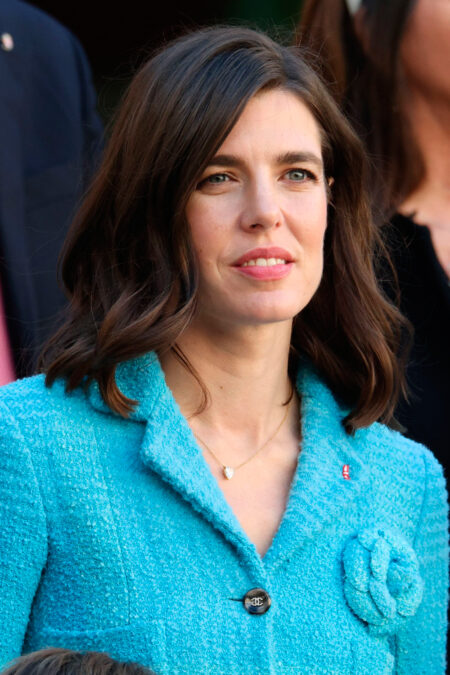 Carlota Casiraghi in a Light Blue Tweed Dress by Chanel