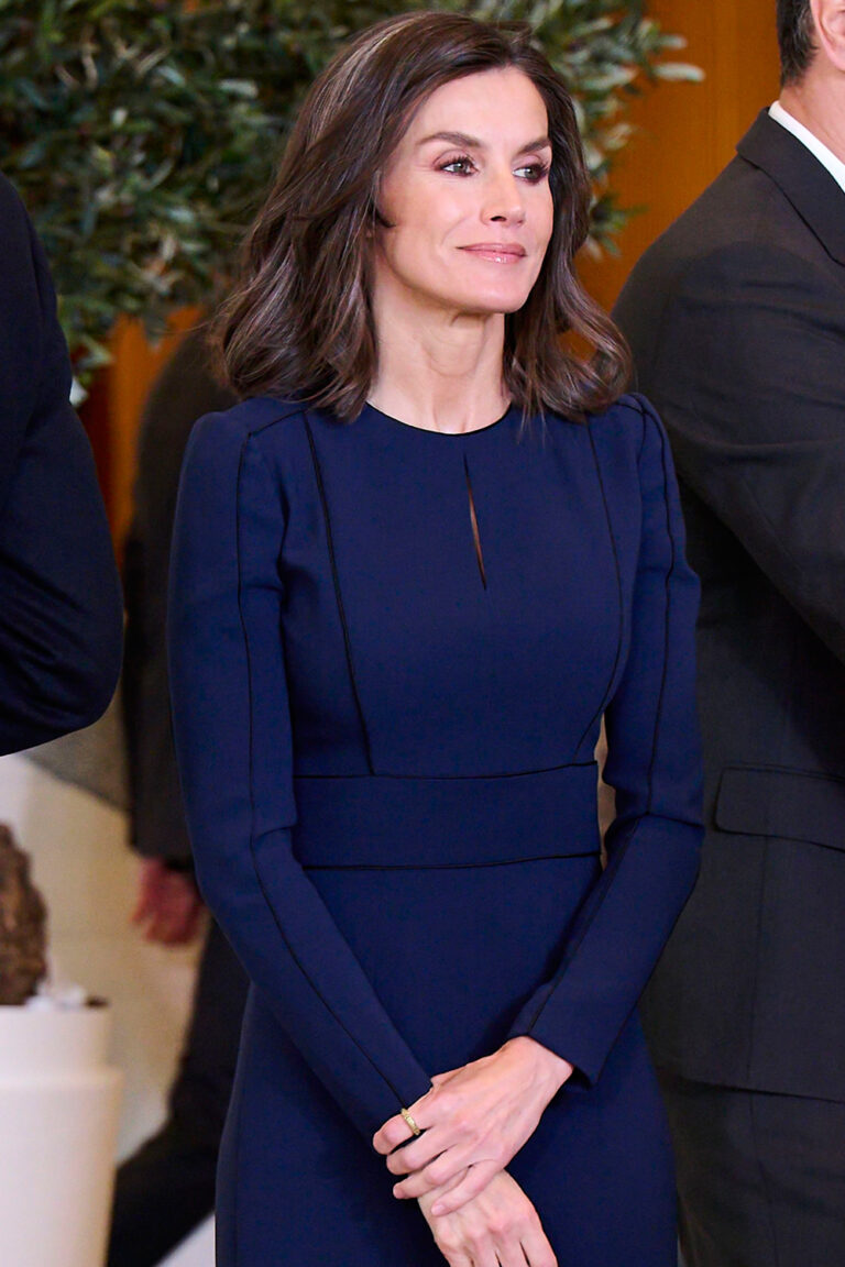 Queen Letizia Shines in Blue Carolina Herrera Dress Queen Letizia in Blue Carolina Herrera Dress