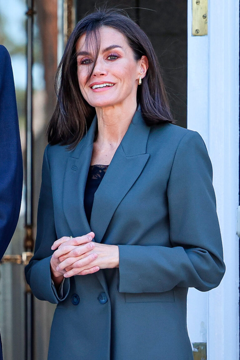 Queen Letizia’s Elegant Olive Green Suit at Zarzuela Palace Queen Letizia in a Bimba y Lola suit