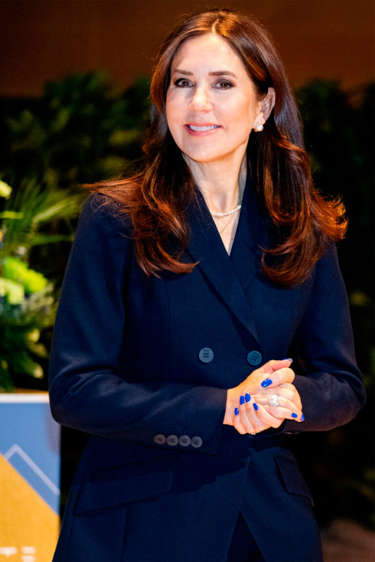 Queen Mary’s Working Girl Style: Custom Suit by The Fold and Heels by Gianvito Rossi Queen Mary in Navy Suit