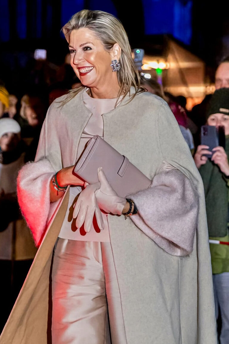 Queen Maxima Wears a Pink Natan Outfit on Her Visit to the Renovated Dom Tower Queen Maxima in a silk ensemble by Natan