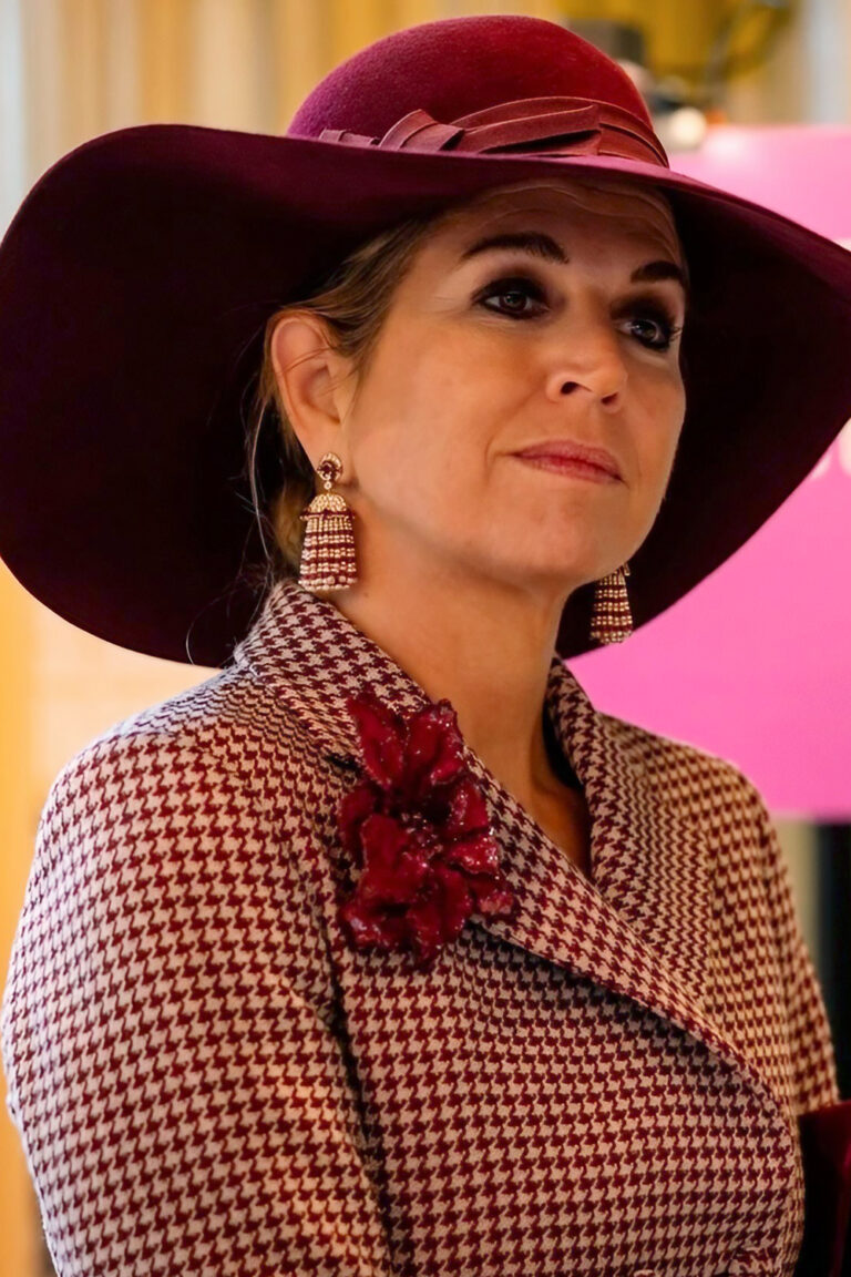 Queen Maxima’s Stunning Natan Suit and Red Gianvito Rossi Boots Queen Maxima in a Houndstooth Suit by Natan