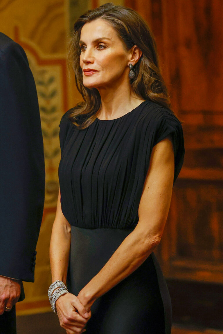 Queen Letizia Debuts a New Black Gown by Max Mara Queen Letizia in a Black Max Mara Gown