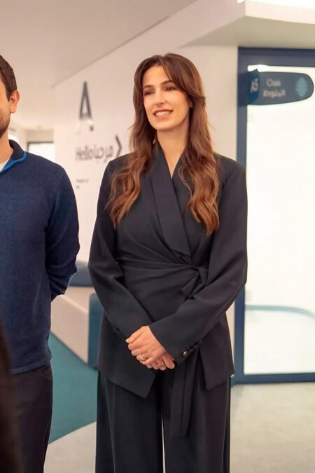Princess Rajwa in Max Mara outfit and sneakers