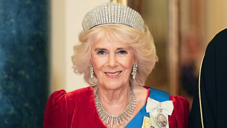 Queen Camilla Wears the Stunning Kokoshnik Tiara Worn by Queen Elizabeth on Her Wedding Day Queen Camilla with Kokoshnik tiara