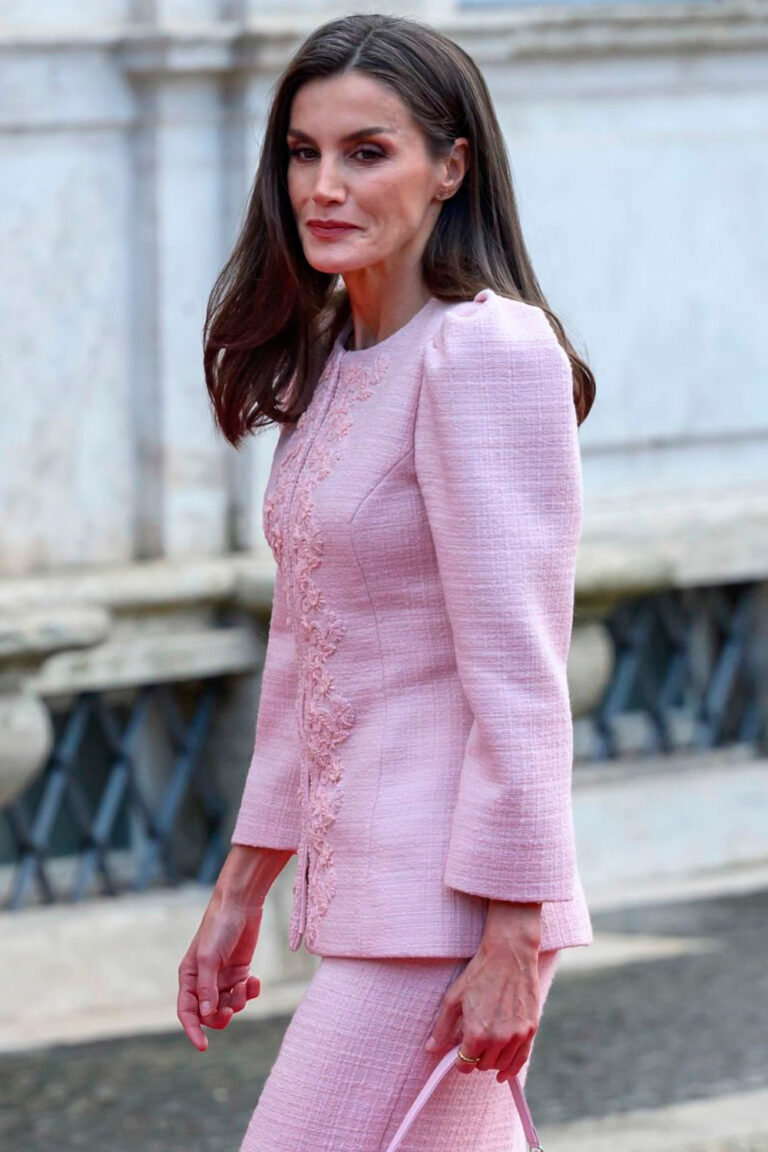 Queen Letizia Wears a Vintage and Romantic Outfit on Day 2 in Italy Queen Letizia in a vintage outfit