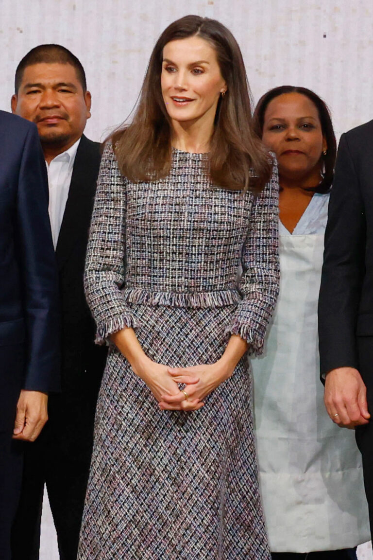 Queen Letizia Resumes Her Institutional Agenda Wearing a Tweed Outfit Queen Letizia in Tweed Outfit