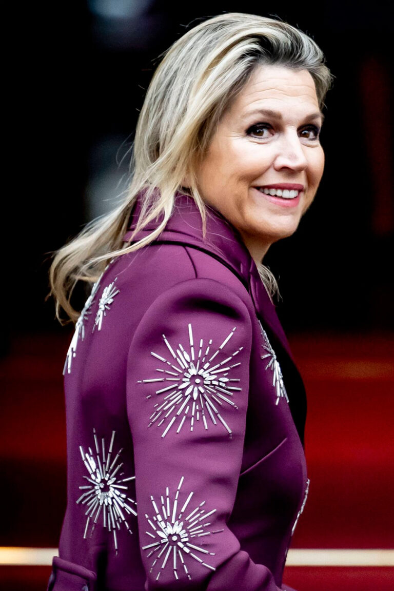 Queen Maxima’s Bold Look Divides Opinions Once Again Queen Maxima in Purple Outfit by Claes Iversen