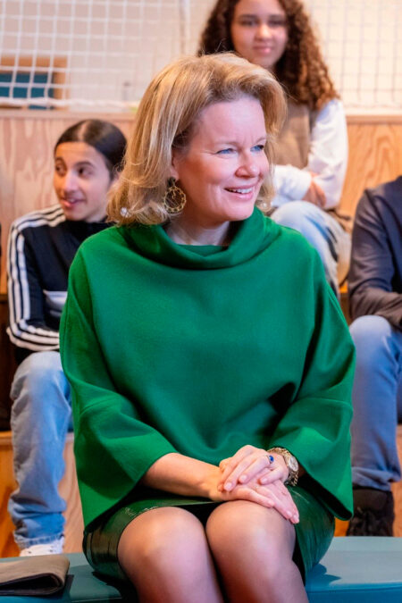 Queen Mathilde in a Green Natan Outfit