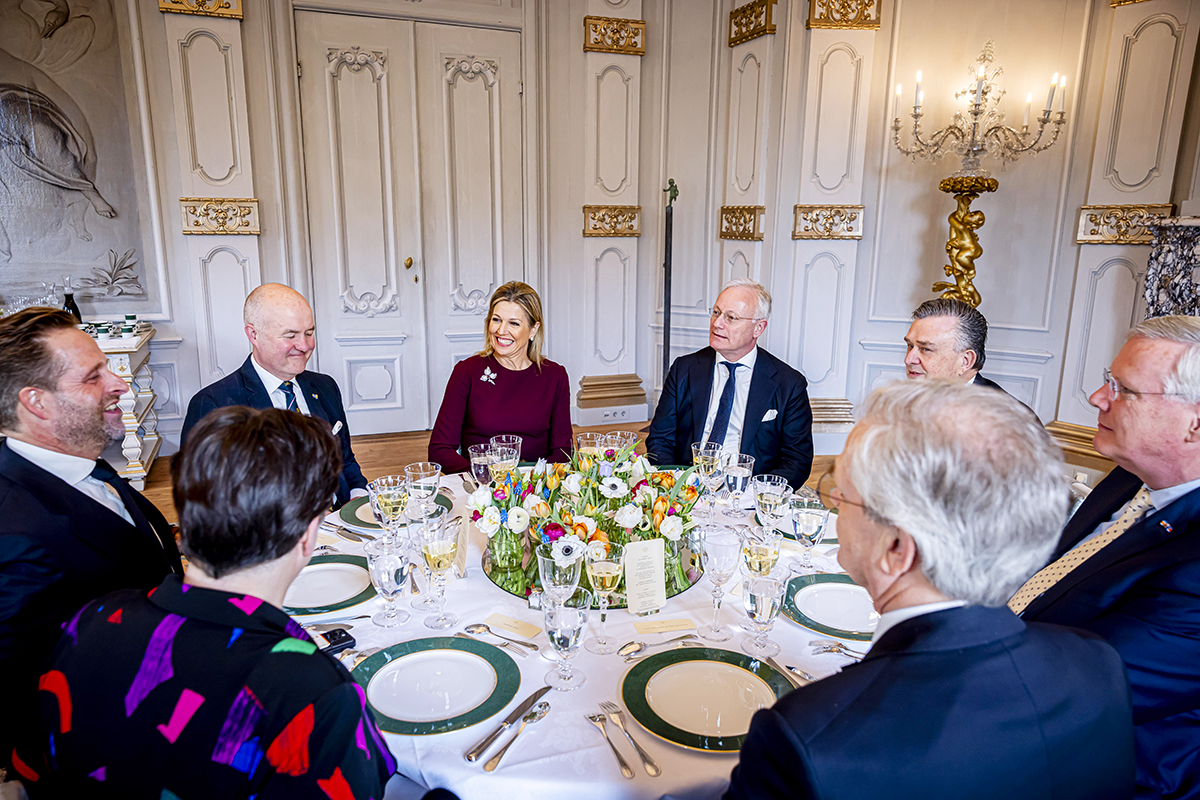 Queen Maxima at lunch with the Circle of Commissioners at the Huis ten Bosch Palace