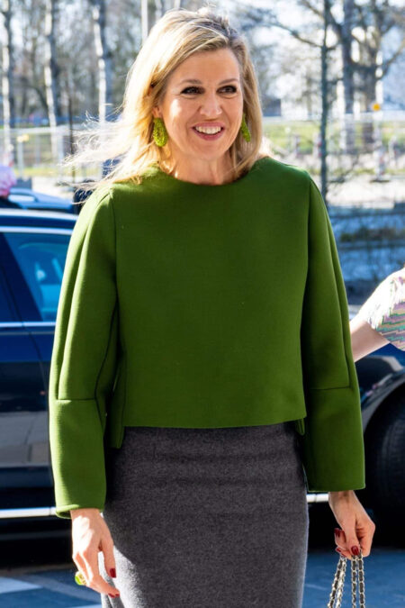 Queen Maxima in a Green Bunty Top by Natan