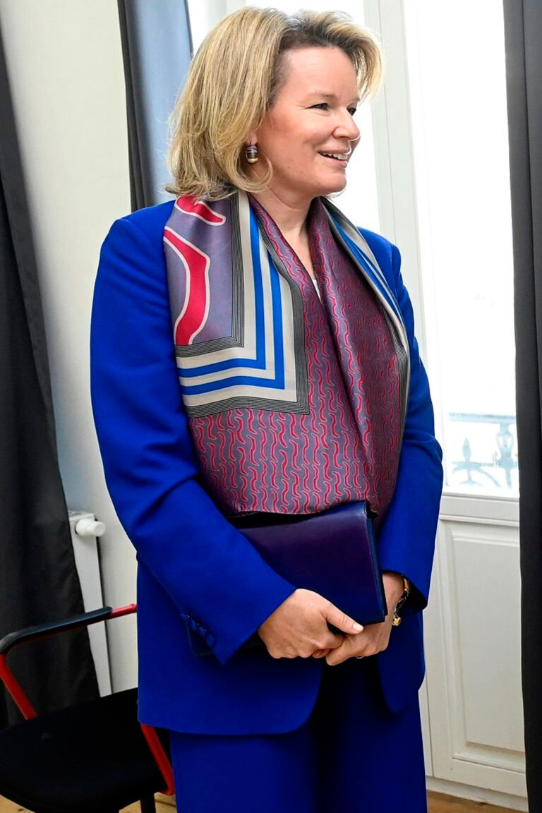 Queen Mathilde Stuns in Armani and Dior Accessories Queen Mathilde's Style in Brussels