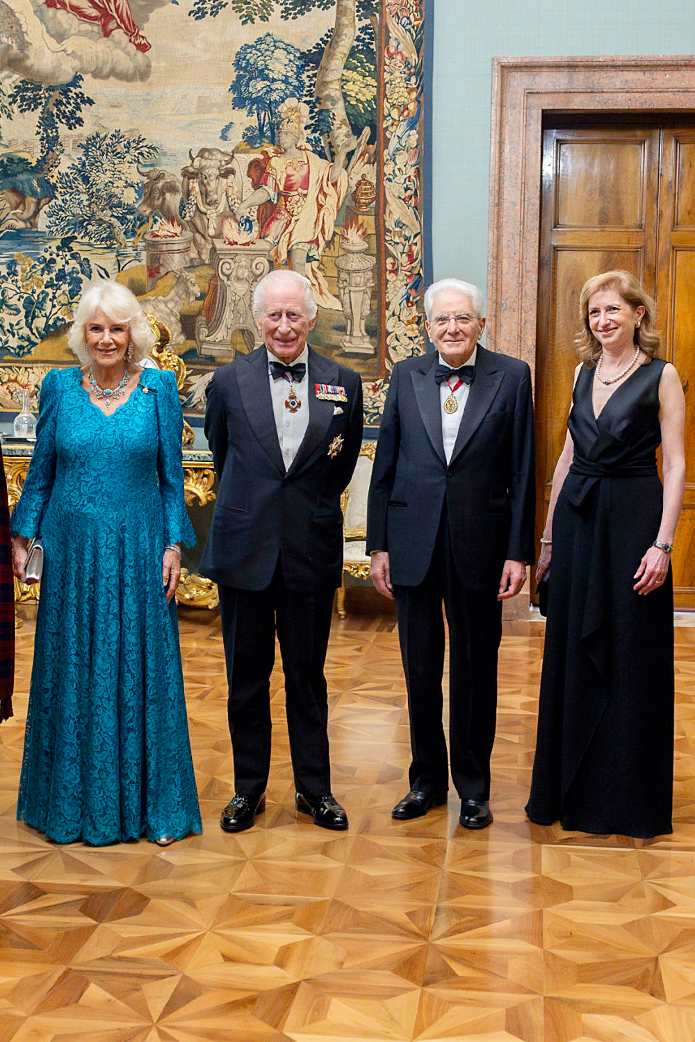 Queen Camilla, King Charles III, Italian President Sergio Mattarella with and his daughter Laura Mattarella.
