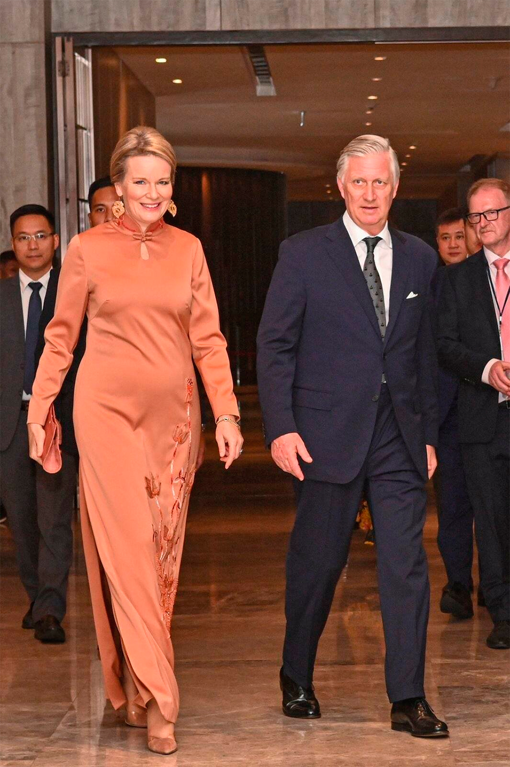 Queen Mathilde wore a Meer Couture gown