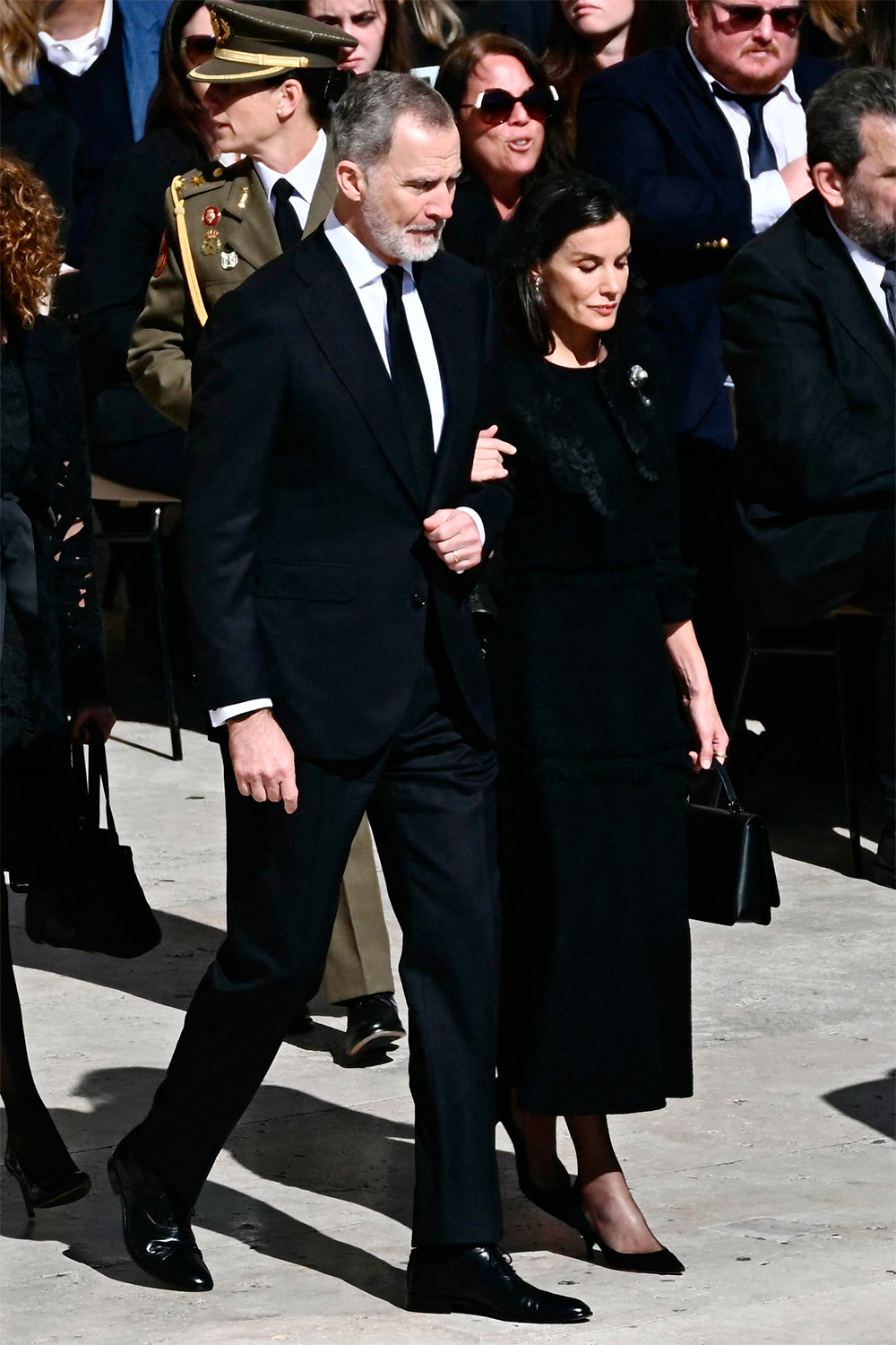 King Felipe and Queen Letizia at the funeral of Pope Francis.