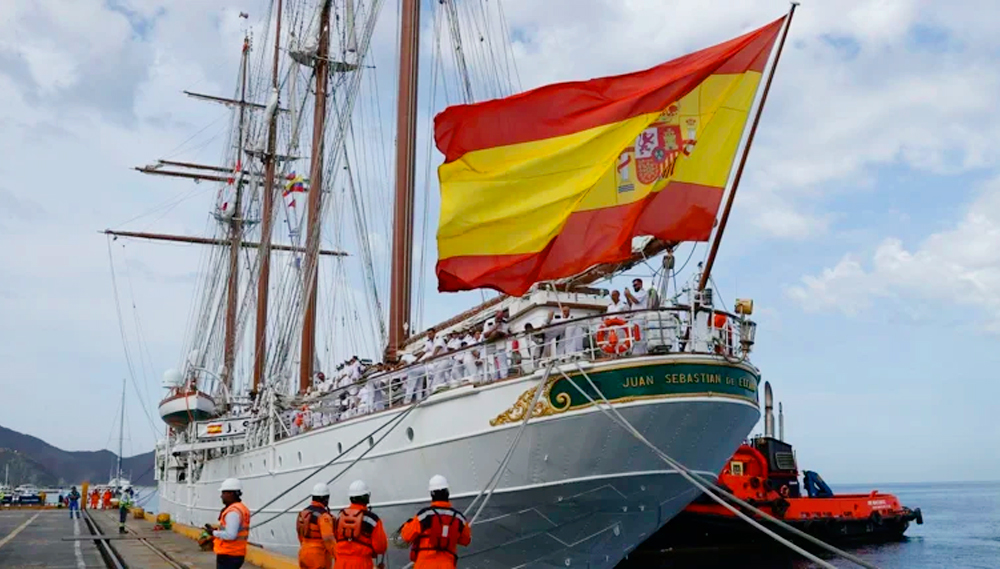 The ship Juan Sebastián Elcano, after docking at Santa Marta