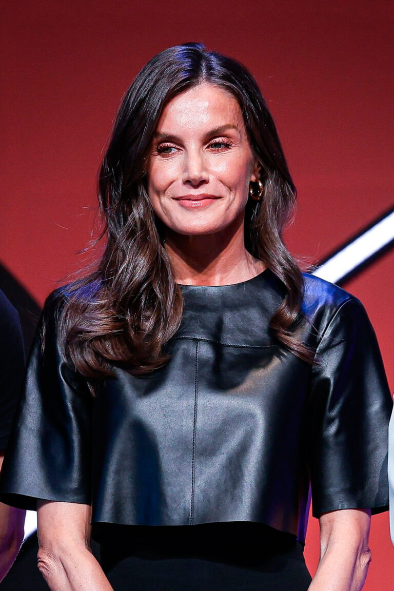 Queen Letizia Reinvents Her Style with a Custom Leather Crop Top and Palazzo Pants Queen Letizia's style at the theater