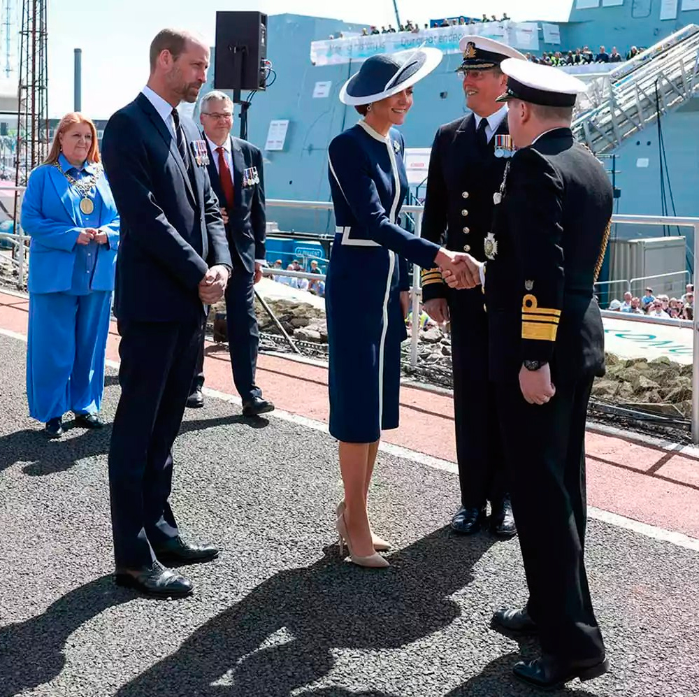 Prince William and Kate Middleton attend the ceremonial launch of HMS Glasgow.