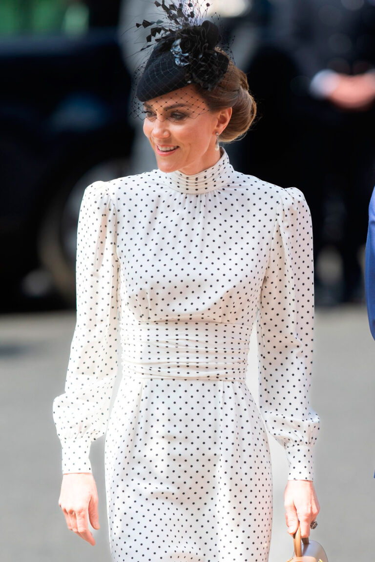 Princess Kate’s Polka Dot Dress and Diana’s Earrings Steal the Show During V-E Day Service Princess Kate’s Polka Dot Dress