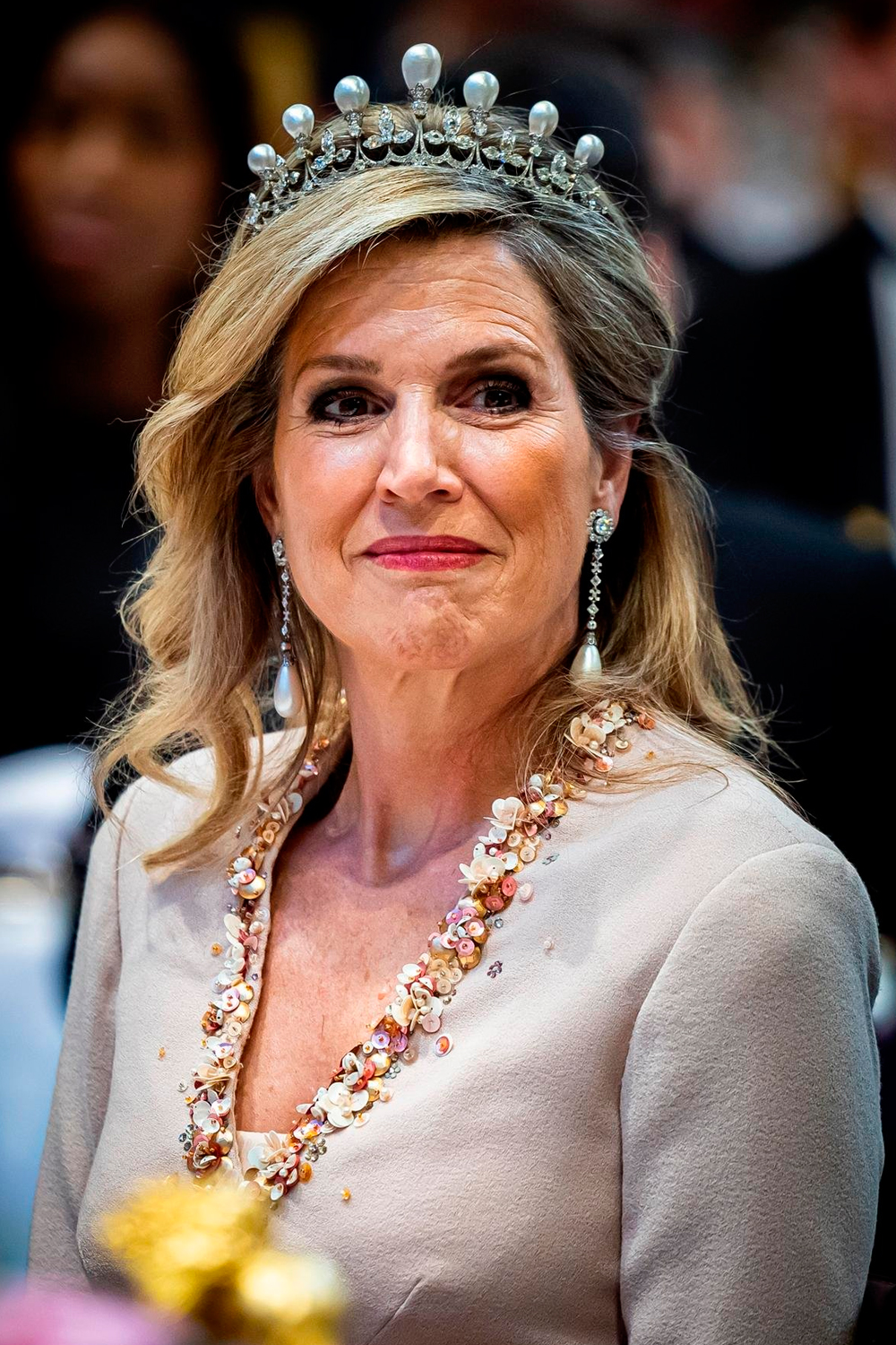 Queen Maxima the antique pearl tiara of Queen Wilhelmina