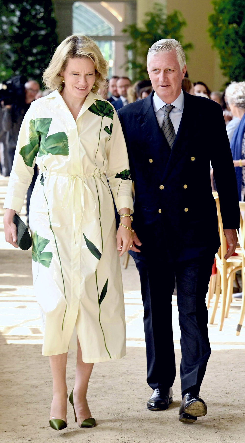 Queen Mathilde wore a Natan printed dress. 