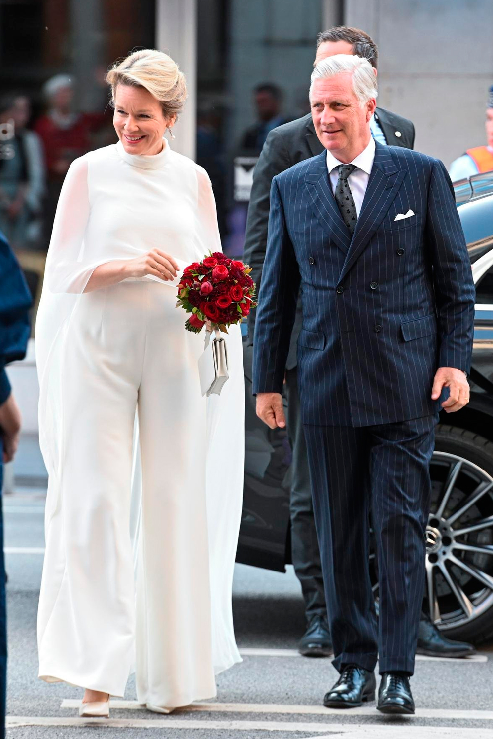 King Philippe and Queen Mathilde arriving at BOZAR.