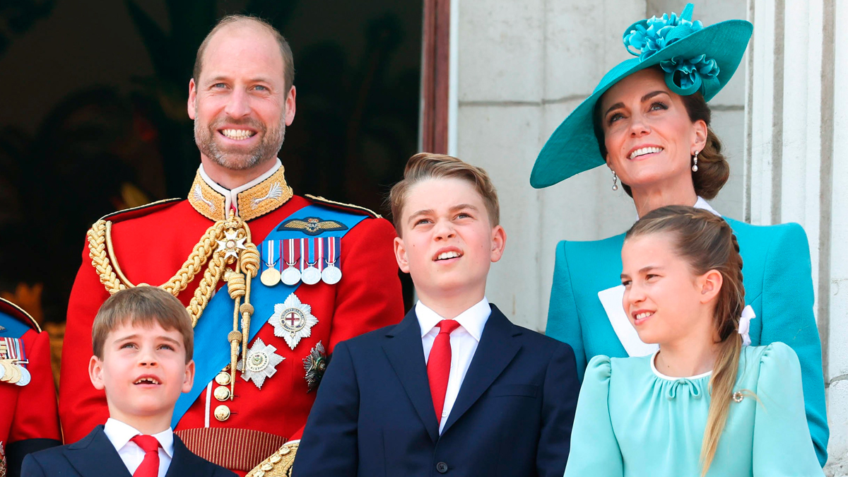 The Wales family on the balcony of Buckingham Palace at Trooping the Colour 2025.