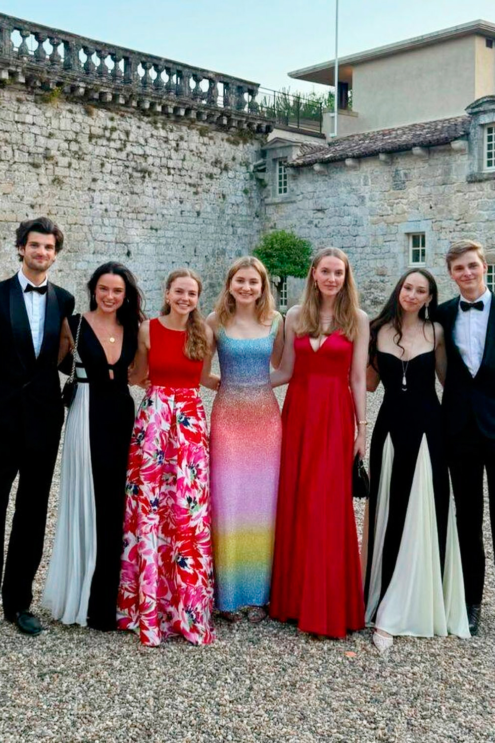 Princess Elisabeth wears a rainbow dress by Costarellos