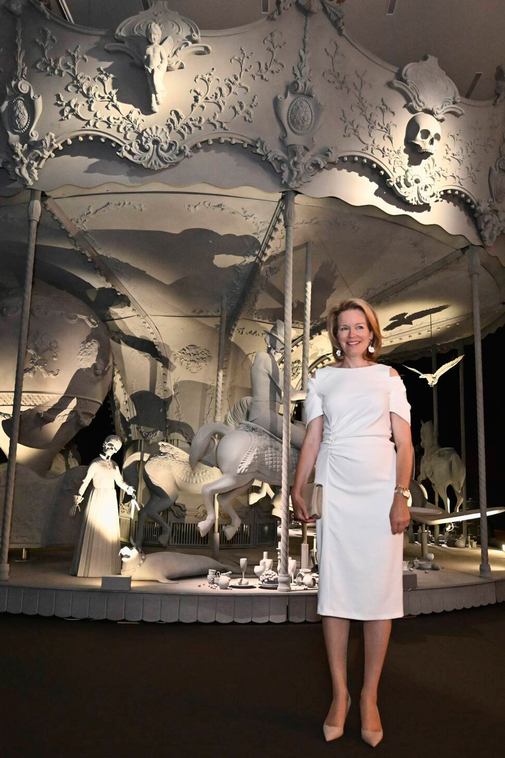 Queen Mathilde attended the Hans Op de Beeck exhibit in Antwerp. 