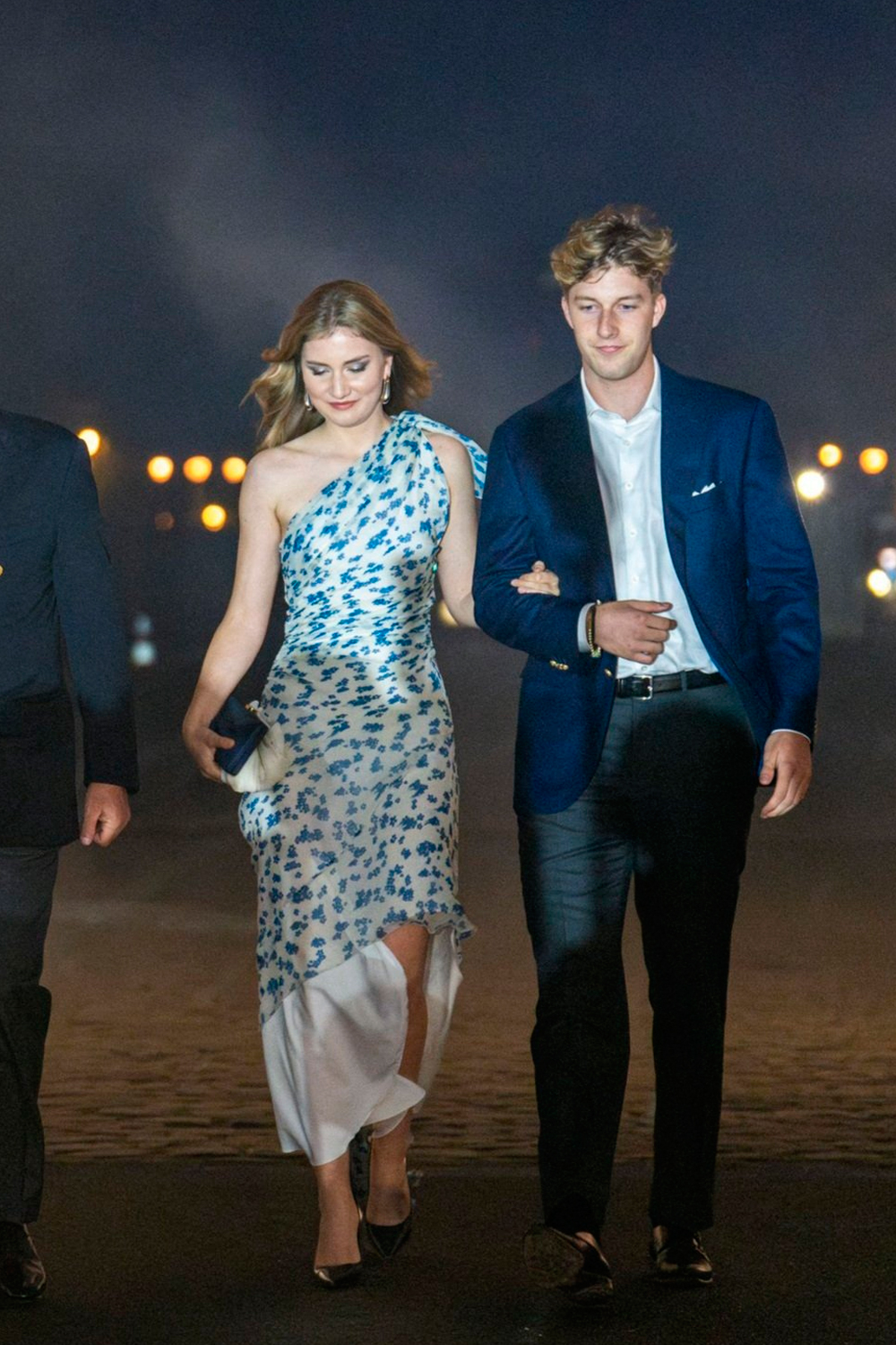 Princess Elisabeth wears an asymmetrical neckline dress by Victoria Beckham.
