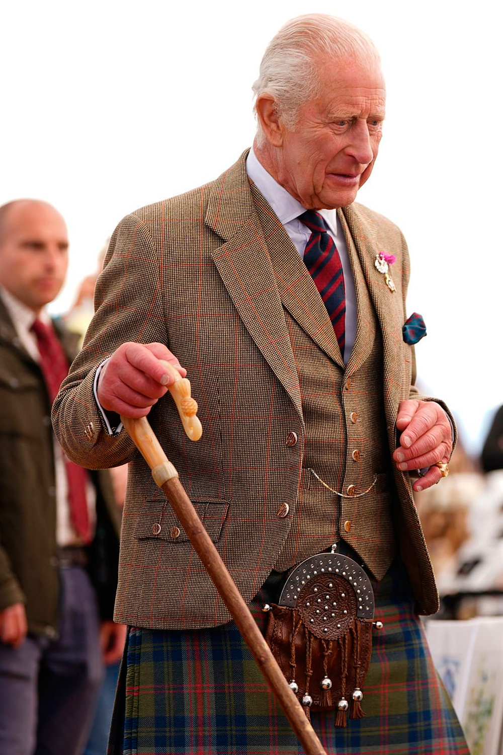 King Charles with a Cane at the 2025 Mey Highland Games. 