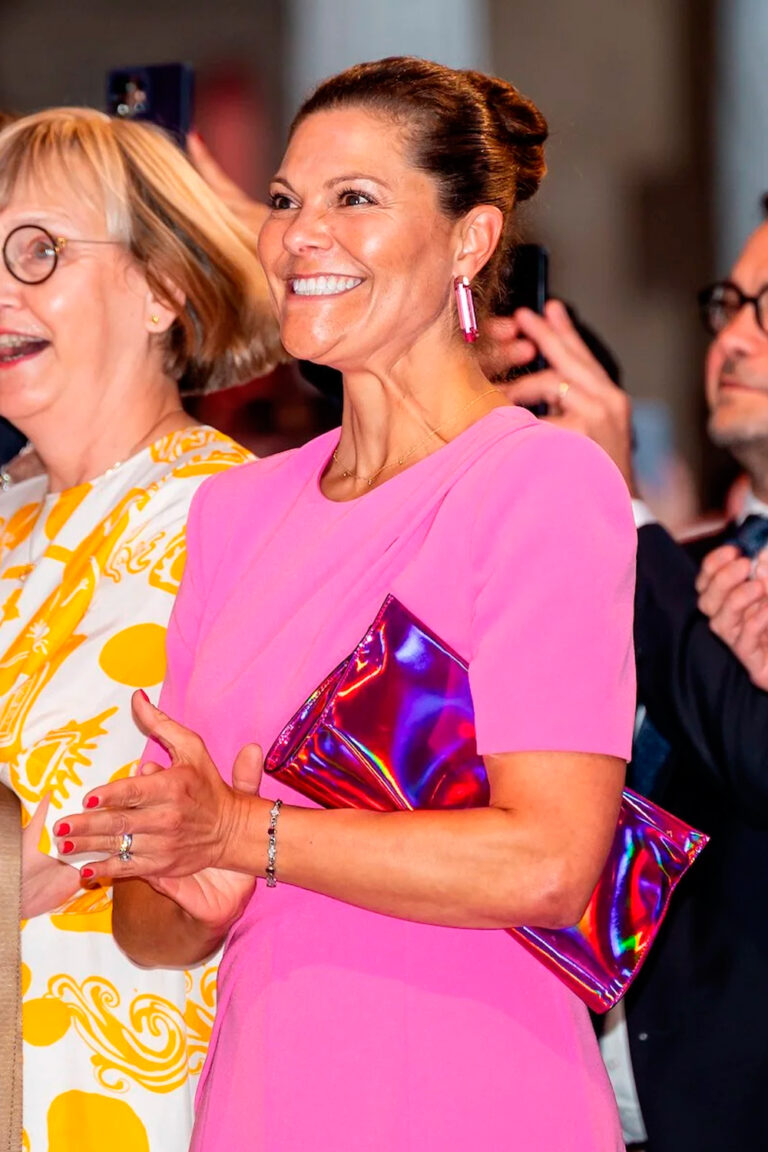 Princess Victoria Shines in Fuchsia Roland Mouret and Metallic Accessories Princess Victoria's Style at Stockholm Junior Water Prize