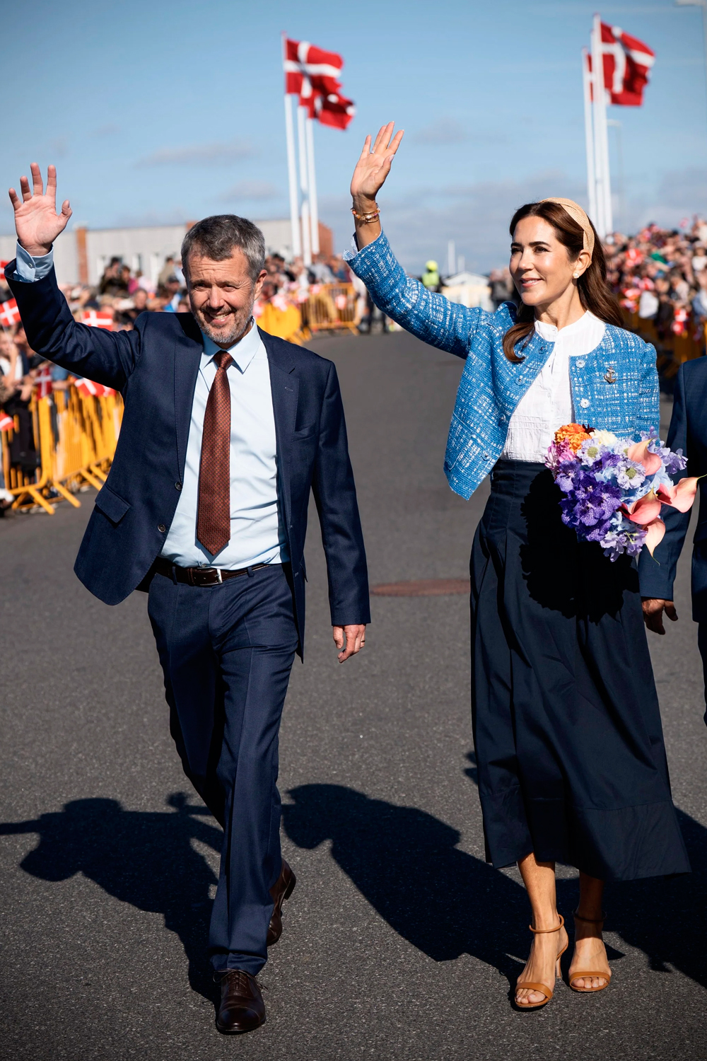 King Frederick X and Queen Mary of Denmark arrive at the Sæby harbour