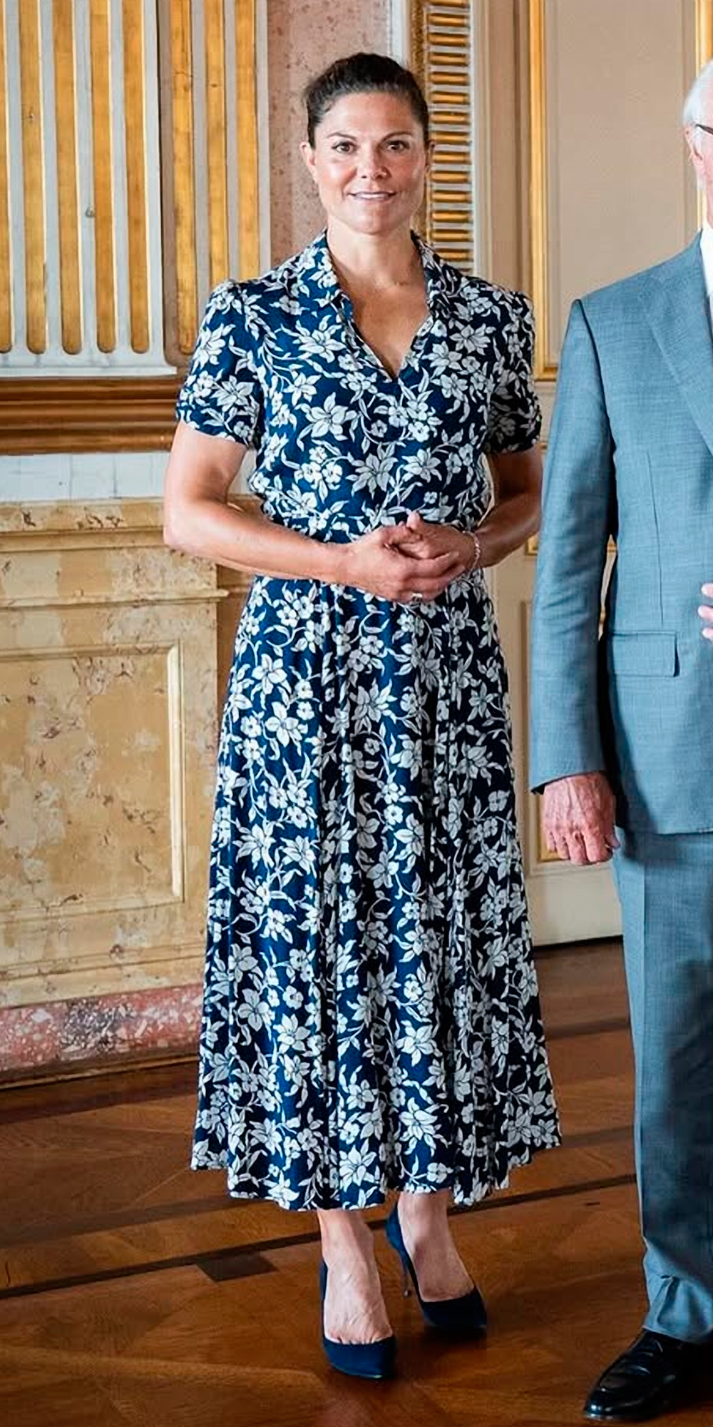 Princess Victoria wears a floral dress by Ralph Lauren