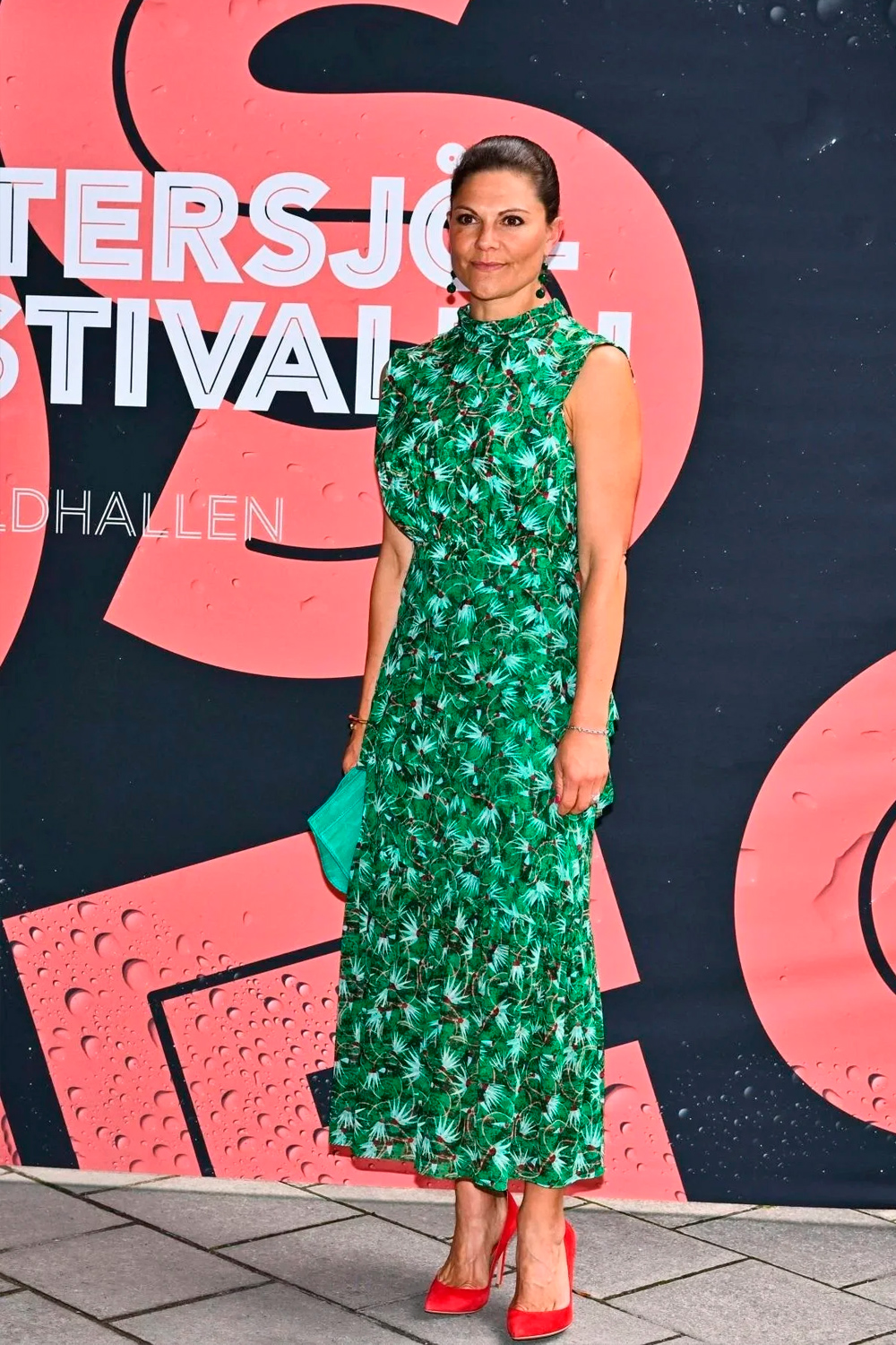 Princess Victoria in an Emerald Green Saloni Dress