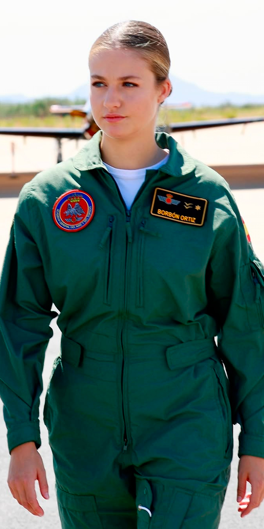 Princess Leonor in her pilot's uniform.