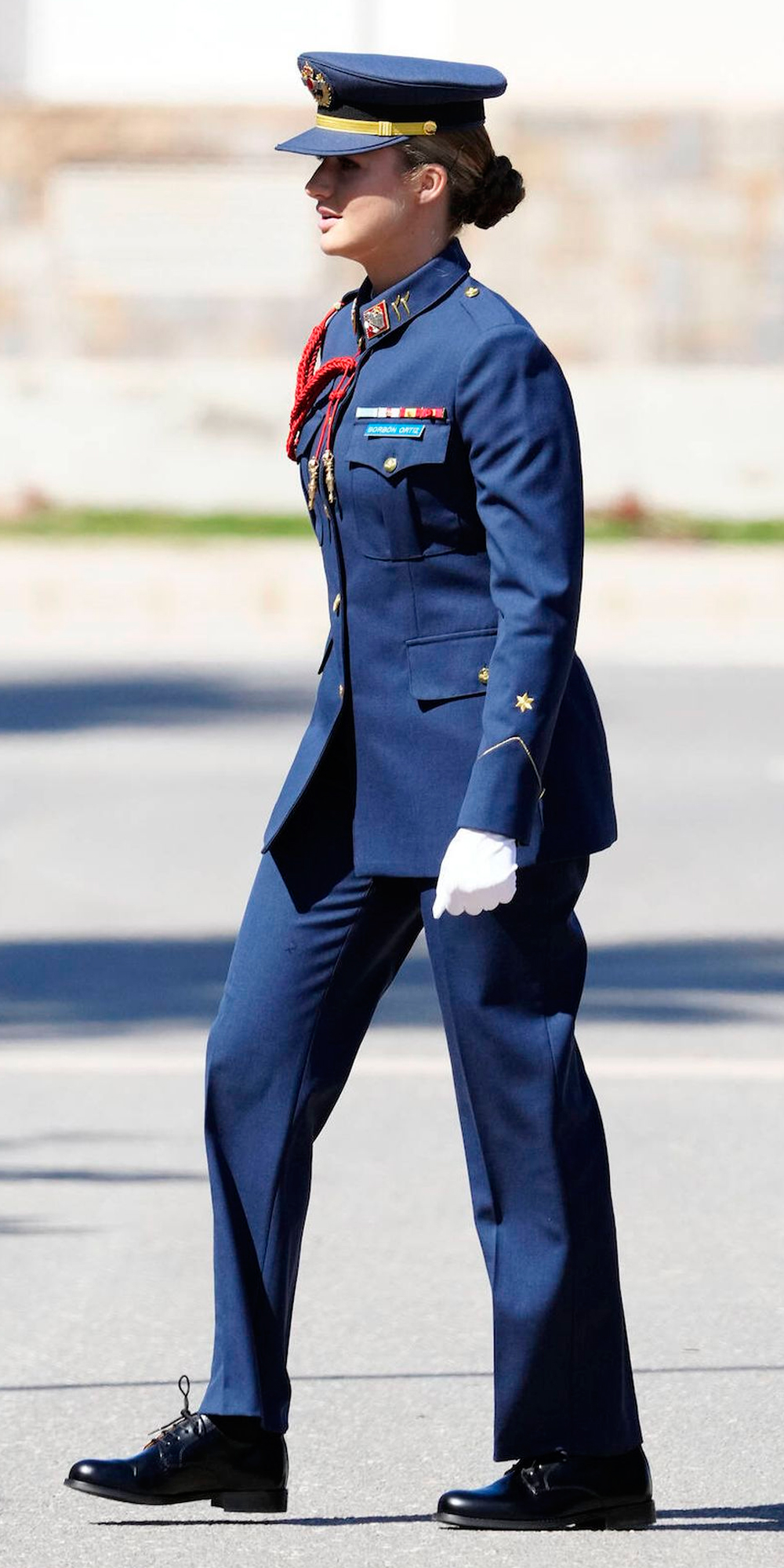 Princess Leonor shows off her new navy blue uniform.