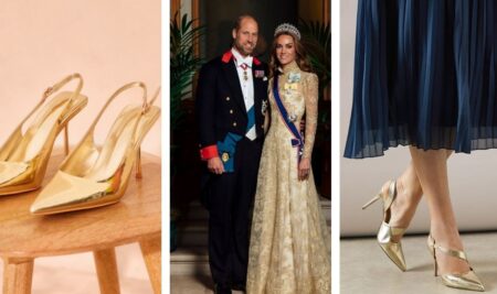 Princess Outfit Ideas: Gold Lace Gown and Strappy Heels » Pin Posts