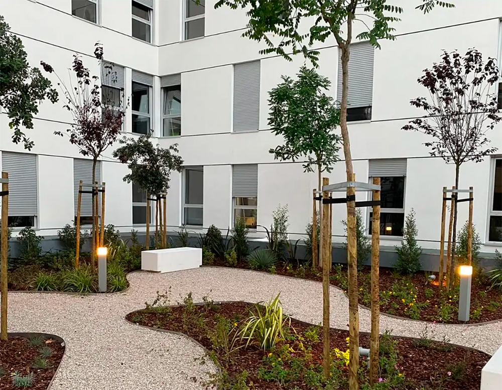 Private garden of the Xion Student Housing residence