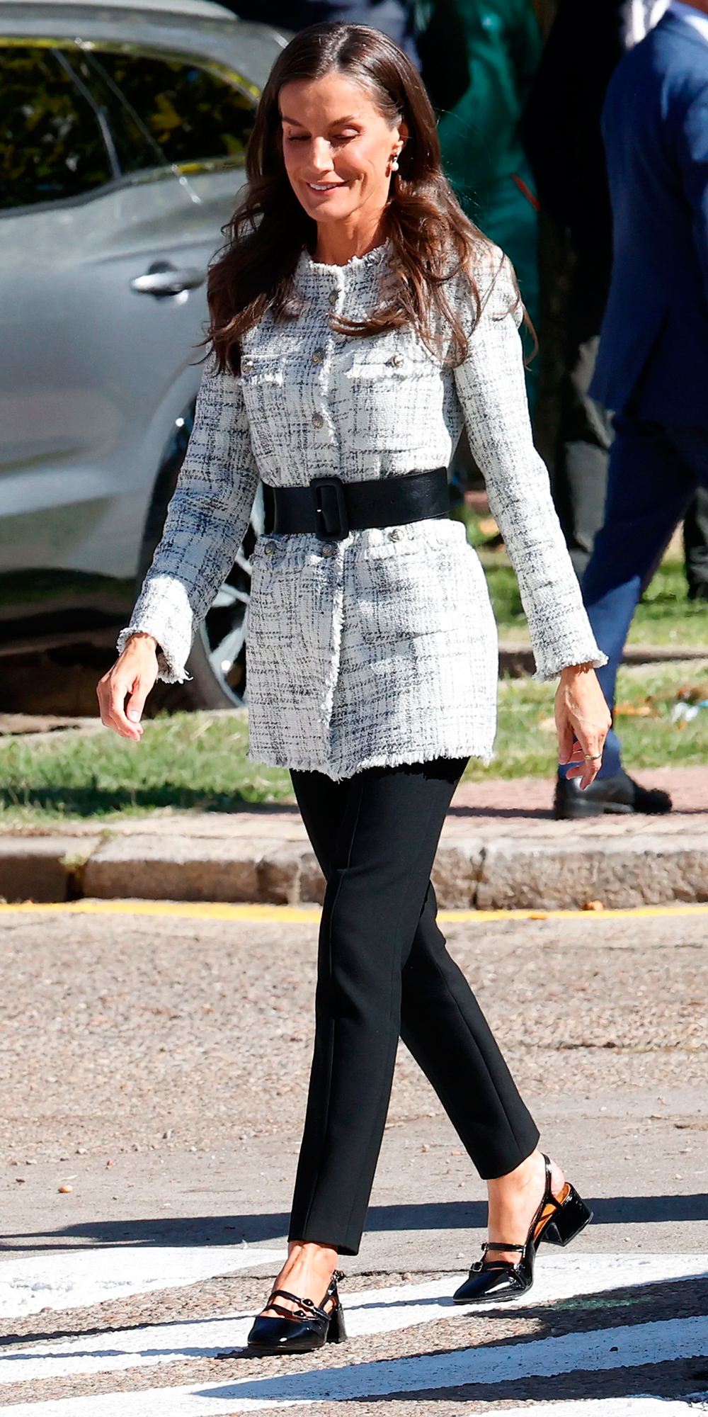 Queen Letizia's Style in Salamanca: Tweed Jacket and Mary Janes