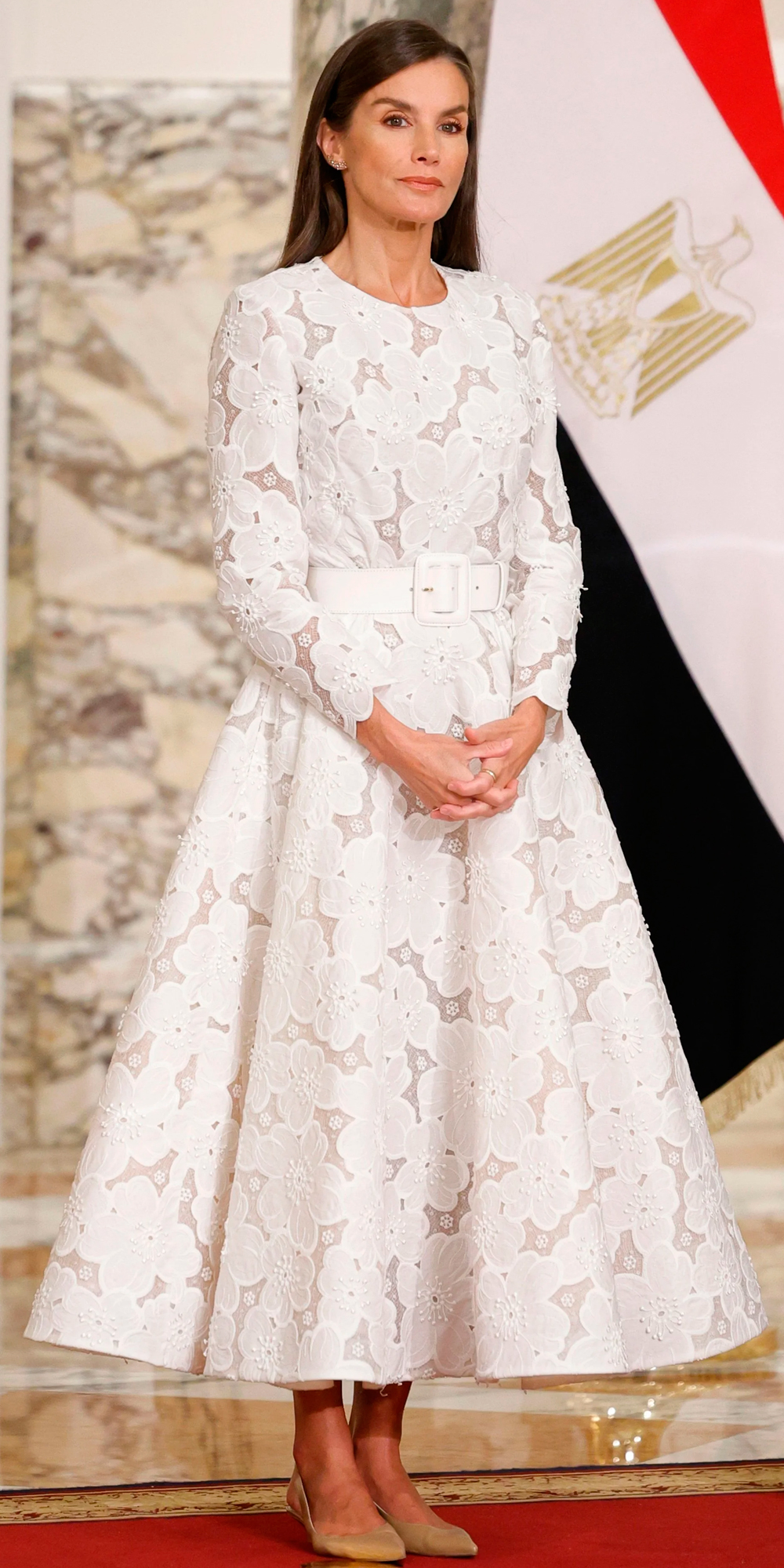 Queen Letizia in lace dress by The 2nd Skin
