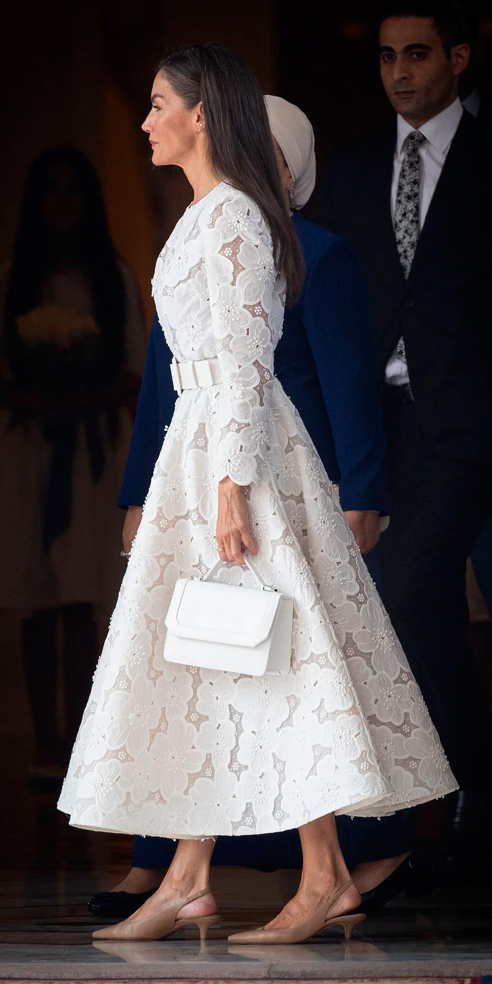 Queen Letizia in lace dress by The 2nd Skin