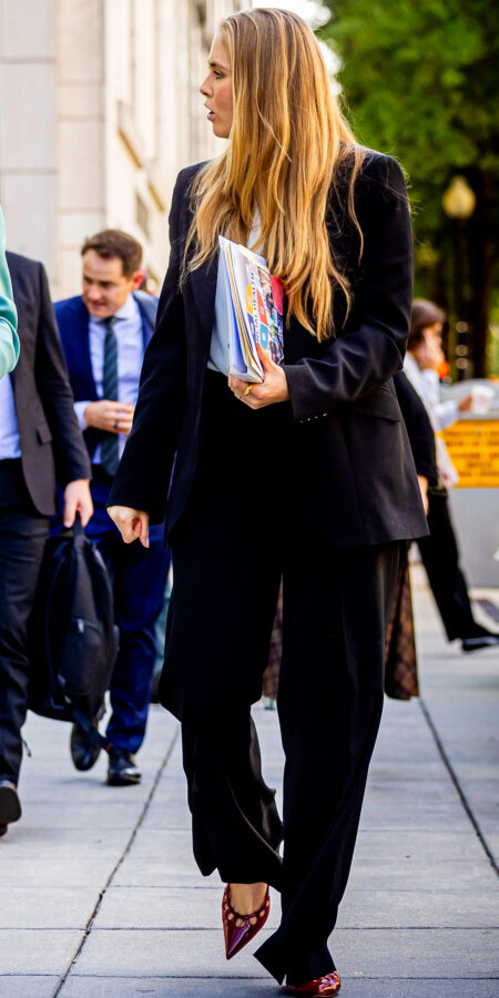 Women Suit Outfits Fashion Ideas: Princess Amalia’s Oversized Black Suit » Pin Posts