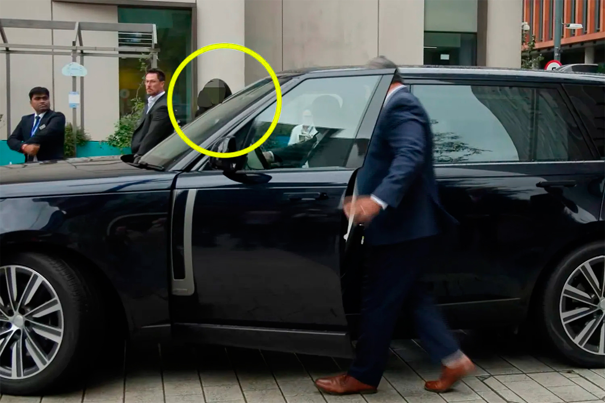 Prince Harry's stalker was photographed next to the vehicle.